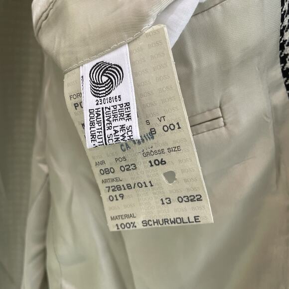 VTG Hugo Boss 90s Houndstooth Wool Blazer Mens 46R Oversized Made in Germany - Picture 6 of 11